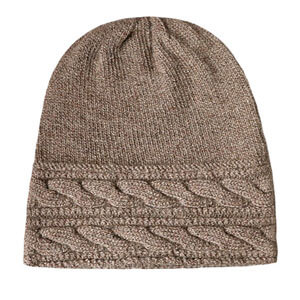 Knit Hat Brown Beige Grey