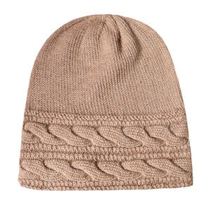 Knit Hat in Camel Beige Natural Mix