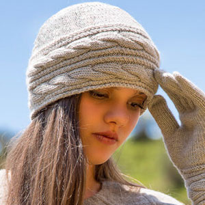 Knit Alpaca Hat Camel Natural Grey
