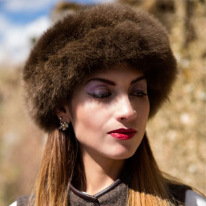 Premium Royal Alpaca Fabric and Fur Hat Front View