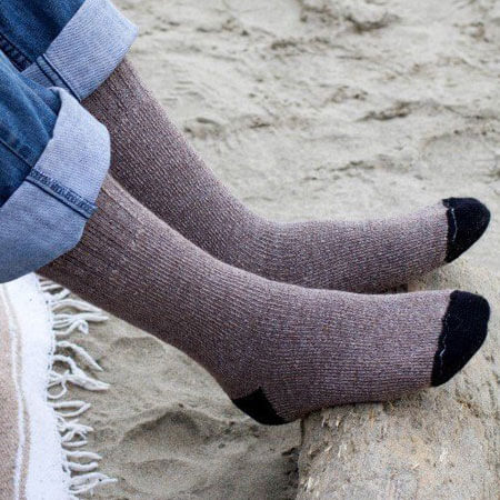 Outdoor Adventure Alpaca Socks in Cocoa Brown Side View