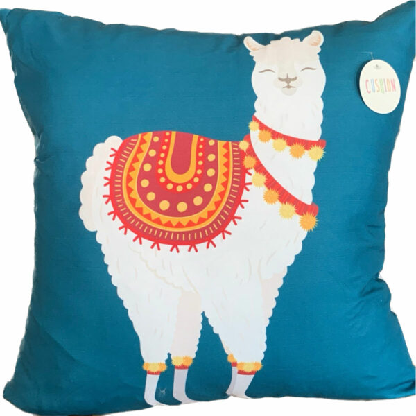 Alpaca Pillow With Blue Background