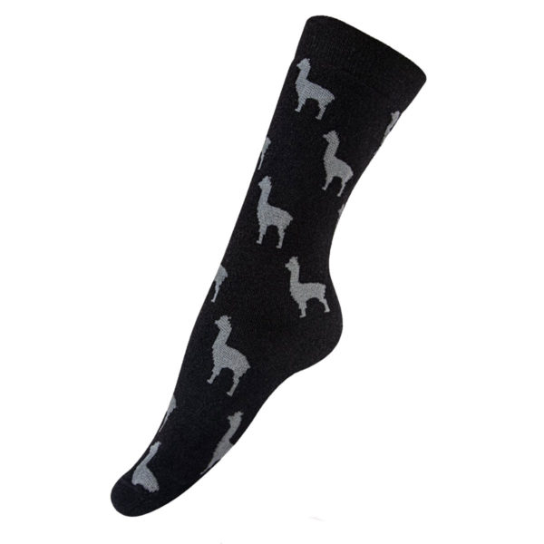 Black and Grey Alpaca Print Socks