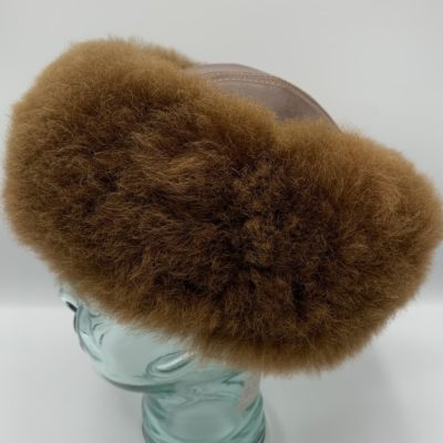 Dark Fawn Alpaca Fur and Leather Hat