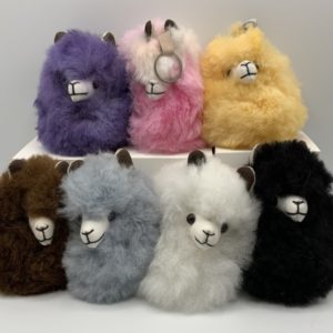 Furry Alpaca Head Keychains