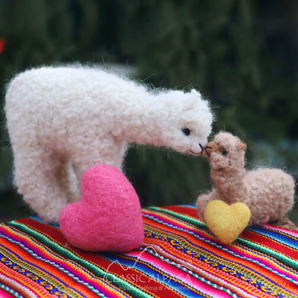 Needle Felted Set - Mother and Baby Alpaca