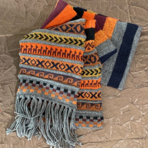 Striped Alpaca Hat and Scarf Combo