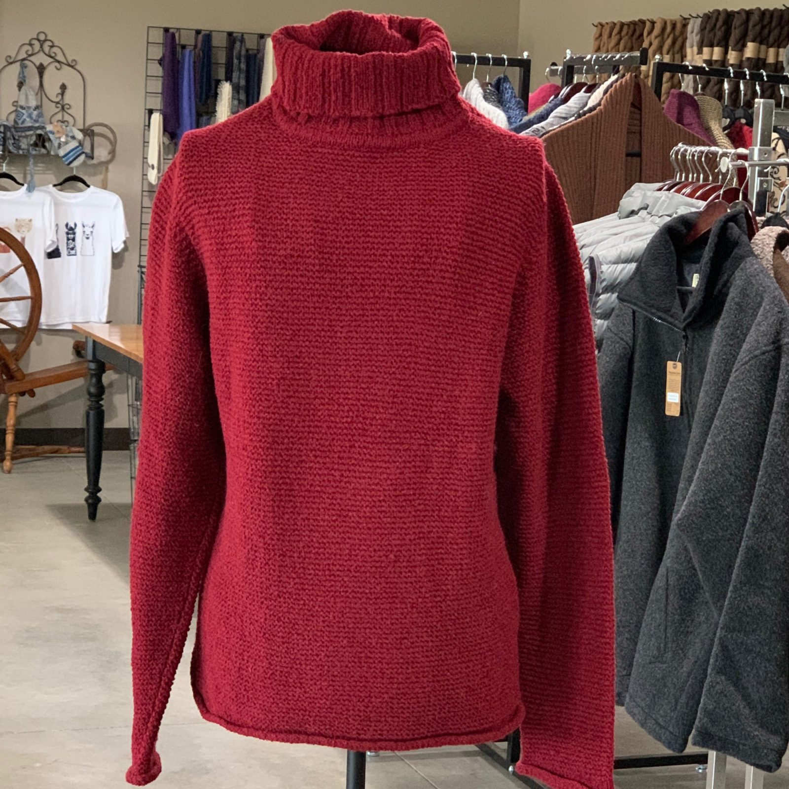 Merlot Garter Turtle Neck Sweater - Women's Medium