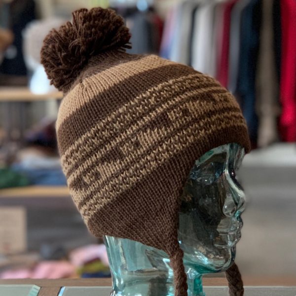 Double Knit Geo Chullo Hat in Brown