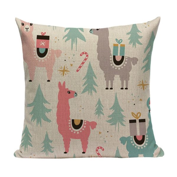 Pastel Alpaca Pillows - Christmas Scene