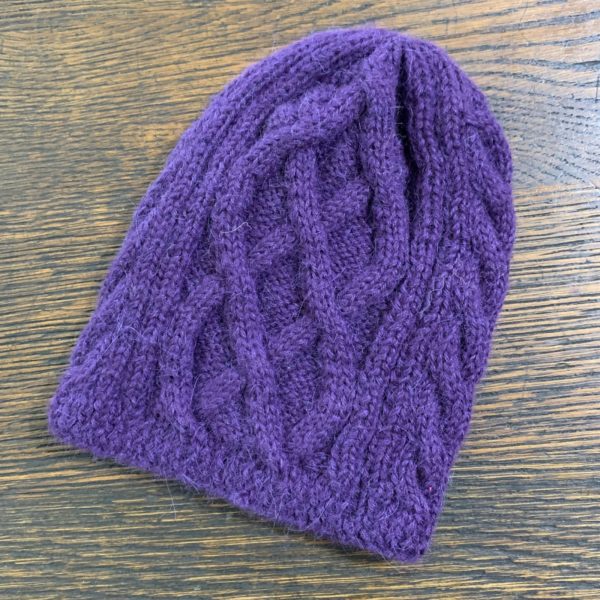 Purple Trenza Knit Hat in 100% Alpaca