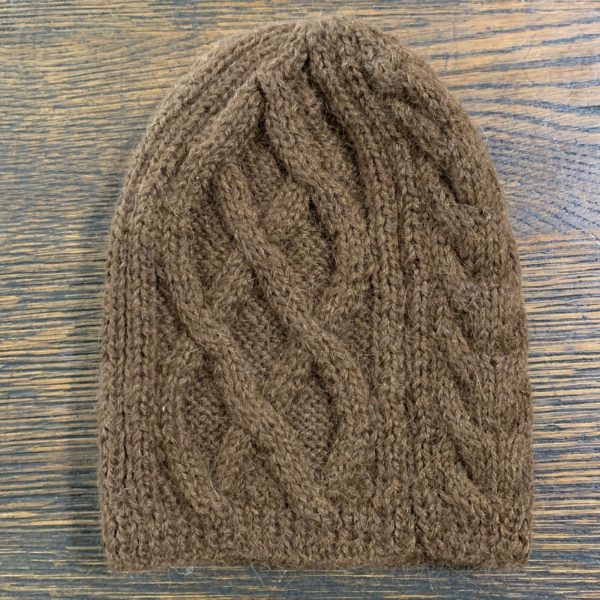 Brown Trenza Knit Hat in 100% Alpaca