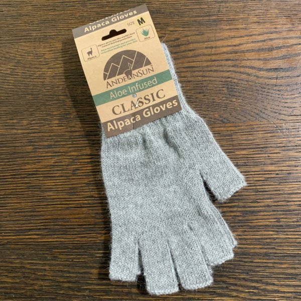 Light Grey Alpaca Fingerless Gloves
