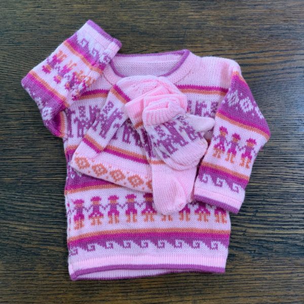 Kids Set - Pink Sweater, Hat, and Mittens