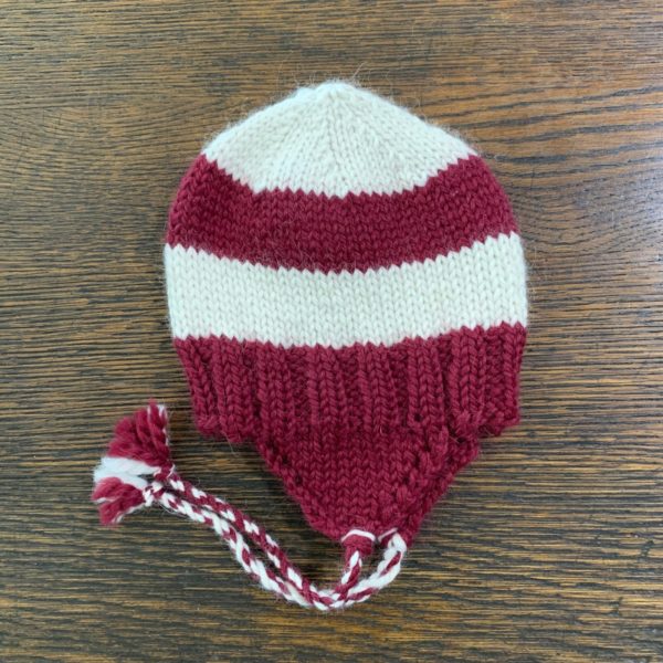Kid's Striped Alpaca Hat in Red and White