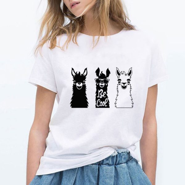 Be Cool Alpaca Print T-Shirt