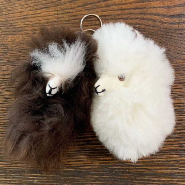 Small Alpaca Head PomPom Keychain