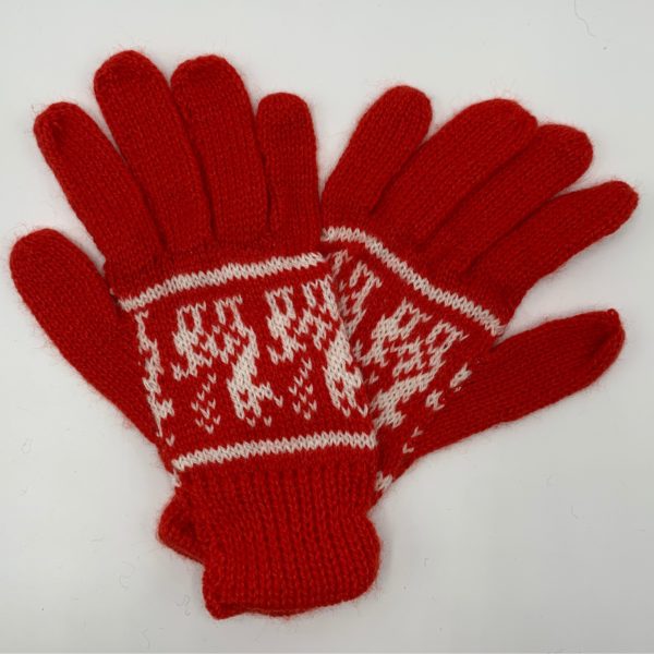Red and White Peruvian Print Gloves