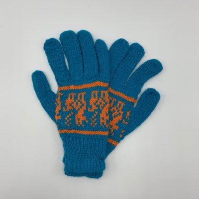 Aqua Blue Peruvian Print Gloves