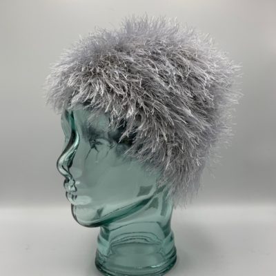 Light Silver Grey Alpaca Fiber & Fun Fur Hat