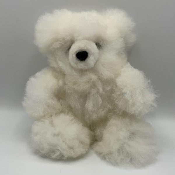 10" White Teddy Bear Made From Baby Alpaca