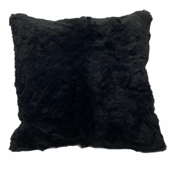 Black Baby Alpaca Fur Pillow – 15″x15″
