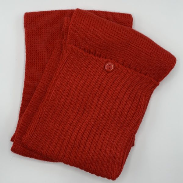 Red Knit Alpaca Scarf With Pockets