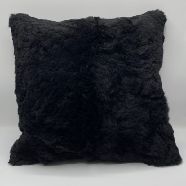 Black Baby Alpaca Fur Pillow - 15"x15"
