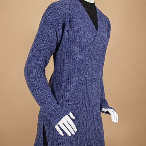 V Neck Brushed Alpaca Sweater in Prussian Blue