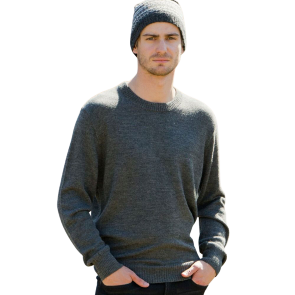 Men’s Royal Alpaca Crewneck Sweater in Charcoal