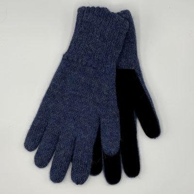 Men's Alpaca Driving Gloves in Denim Blue