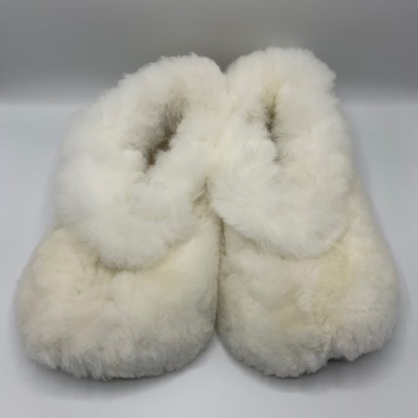 White Unisex Alpaca Fur Slippers in XXL