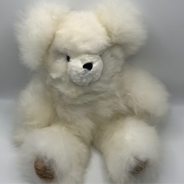 18" Teddy Bear Made from White Baby Alpaca