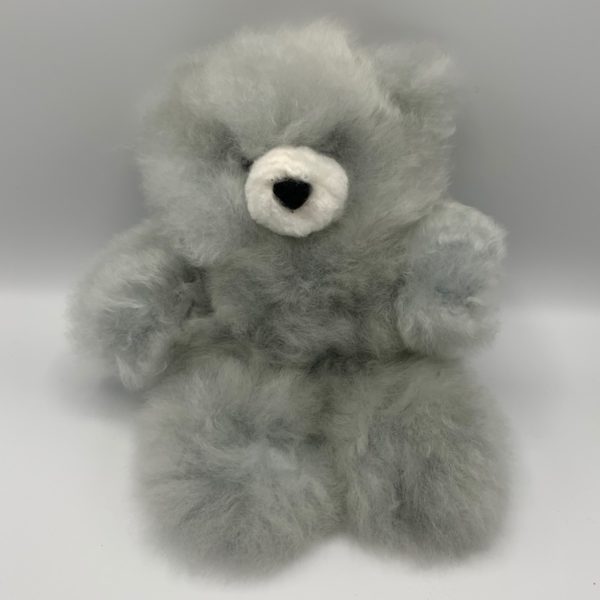 10" Light Silver Grey Teddy Bear Made From Baby Alpaca