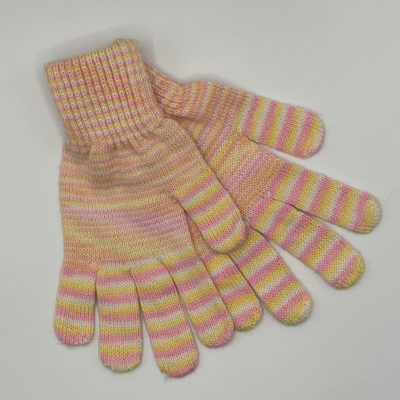 Candy Stripe Gloves in Pink and Yellow