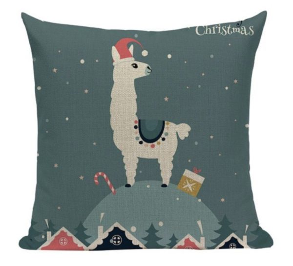 Merry Christmas Alpaca Pillow