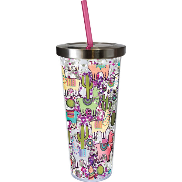 llama-glitter-travel-cup-with-straw