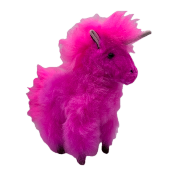 Pink Stuffed Unicorn Made from Alpaca Fur