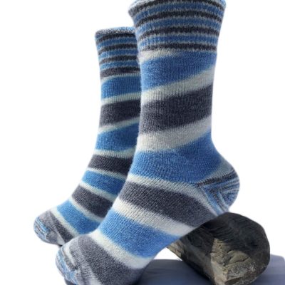 PL Reversible Striped Alpaca Socks in Blue