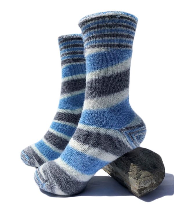 PL Reversible Striped Alpaca Socks in Blue