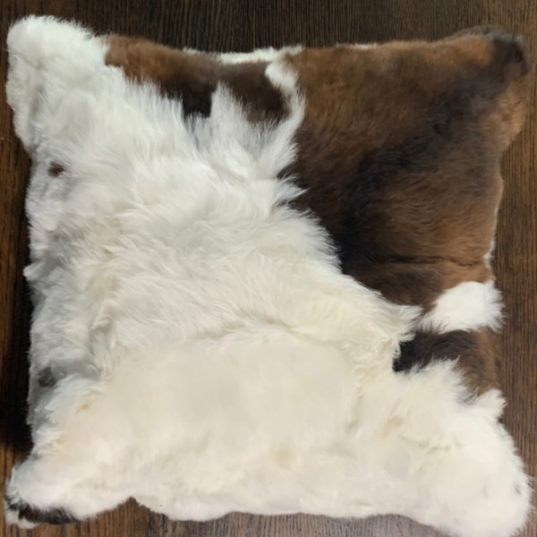 White, Brown, & Black Baby Alpaca Fur Pillow - 19"x19"
