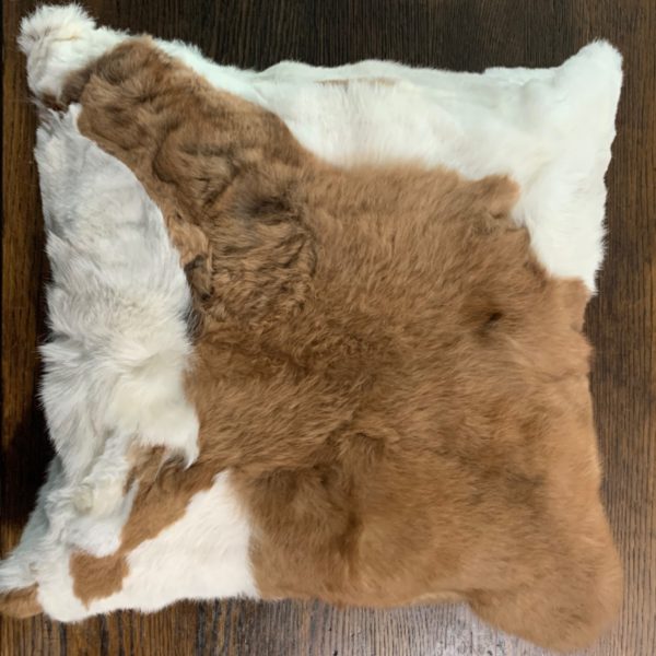 White & Brown Baby Alpaca Fur Pillow - 19"x19"