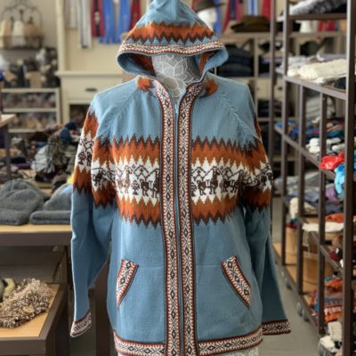 Ladies Hooded Sweater With Peruvian Print