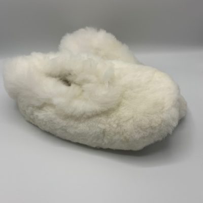 White Unisex Alpaca Fur Slippers in Small
