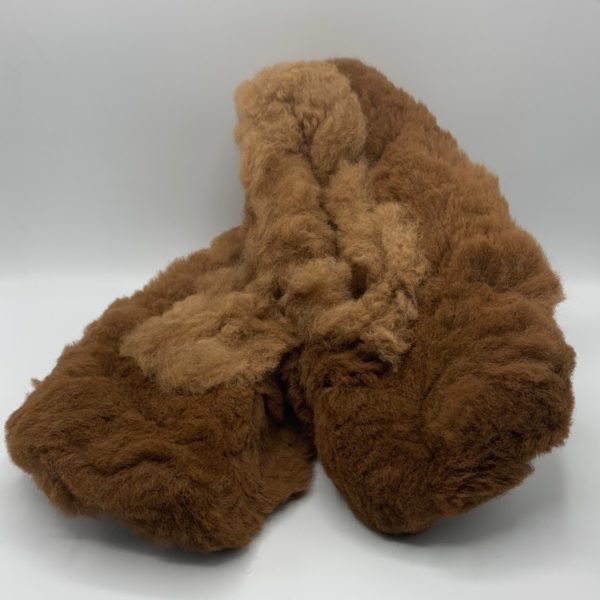 Brown & Fawn Unisex Alpaca Fur Slippers in XL