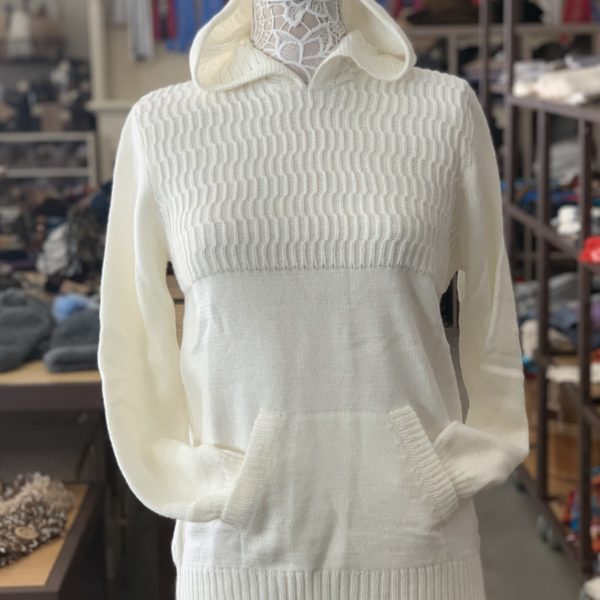 Ladies Hooded Sweater in White