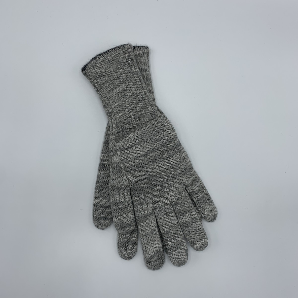 Small Reversible Baby Alpaca Gloves in Grey and White