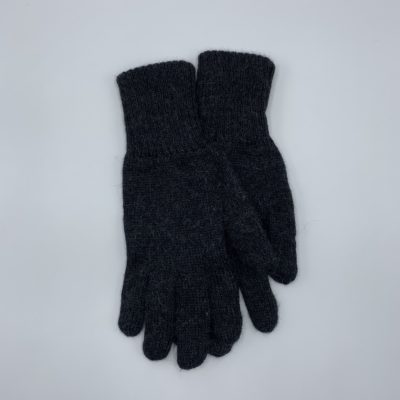 Large Reversible Baby Alpaca Gloves in Dark Grey