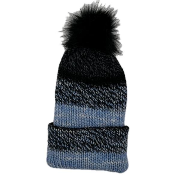 Blue and Black Alpaca Knit Hat