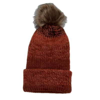 Orange and Black Alpaca Knit Hat